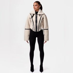 Naked Wardrobe Reversible Vegan Leather Sherpa Jacket